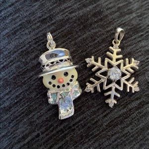 Snowman and snowflake charm set